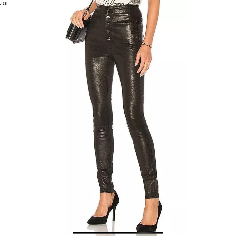 J Brand High-Rise Natasha Black Leather Skinny pants